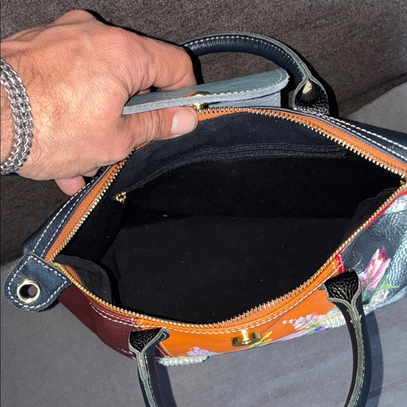 Floral Multi-Color Leather Handbag - Picture 14 of 16